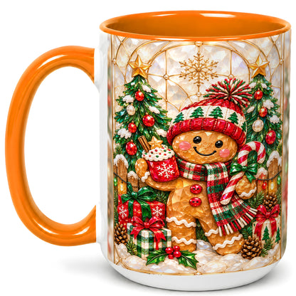 #pl[15oz|Orange] Gingerbread Christmas Coffee Mug, Holiday Cookie Mug, Ceramic Cup
