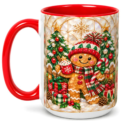 #pl[15oz|Red] Gingerbread Christmas Coffee Mug, Holiday Cookie Mug, Ceramic Cup