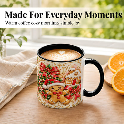 #pl[11oz|Black] Gingerbread Christmas Coffee Mug, Holiday Gingerbread Mug, Ceramic Cup