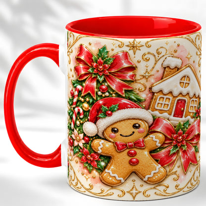 Gingerbread Christmas Coffee Mug, Holiday Gingerbread Mug, Ceramic Cup
