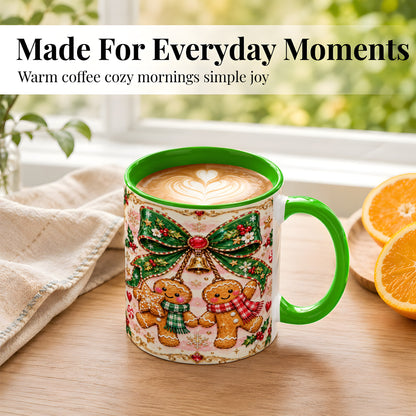 #pl[11oz|Green] Gingerbread Couple Coffee Mug, Christmas Gingerbread Mug, Ceramic Cup
