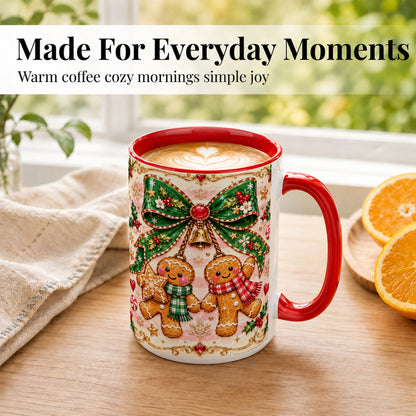 #pl[15oz|Red] Gingerbread Couple Coffee Mug, Christmas Gingerbread Mug, Ceramic Cup