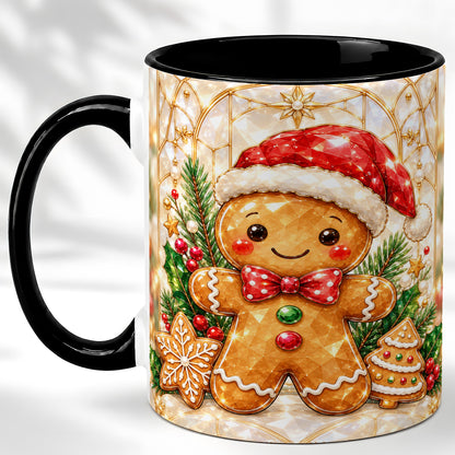 #pl[11oz|Black] Gingerbread Santa Coffee Mug, Christmas Gingerbread Mug, Ceramic Cup
