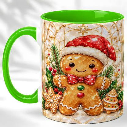 #pl[11oz|Green] Gingerbread Santa Coffee Mug, Christmas Gingerbread Mug, Ceramic Cup