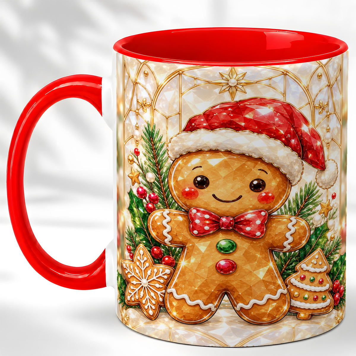 Gingerbread Santa Coffee Mug, Christmas Gingerbread Mug, Ceramic Cup