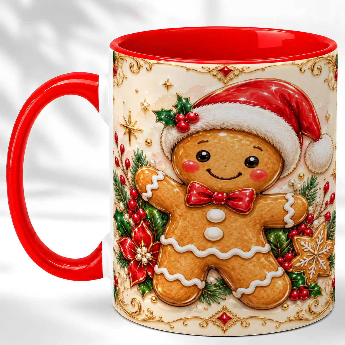 Gingerbread Christmas Coffee Mug, Festive Gingerbread Mug, Ceramic Cup