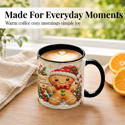#pl[11oz|Black] Gingerbread Christmas Coffee Mug, Santa Cookie Mug, Ceramic Cup