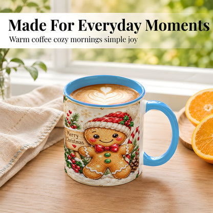 #pl[11oz|Blue] Gingerbread Christmas Coffee Mug, Santa Cookie Mug, Ceramic Cup