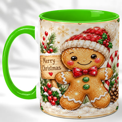 #pl[11oz|Green] Gingerbread Christmas Coffee Mug, Santa Cookie Mug, Ceramic Cup