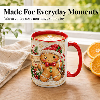 #pl[15oz|Red] Gingerbread Christmas Coffee Mug, Santa Cookie Mug, Ceramic Cup