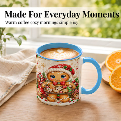 #pl[11oz|Blue] Christmas Baking Coffee Mug, Gingerbread Baker Mug, Ceramic Cup