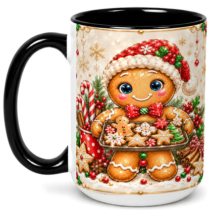 #pl[15oz|Black] Christmas Baking Coffee Mug, Gingerbread Baker Mug, Ceramic Cup