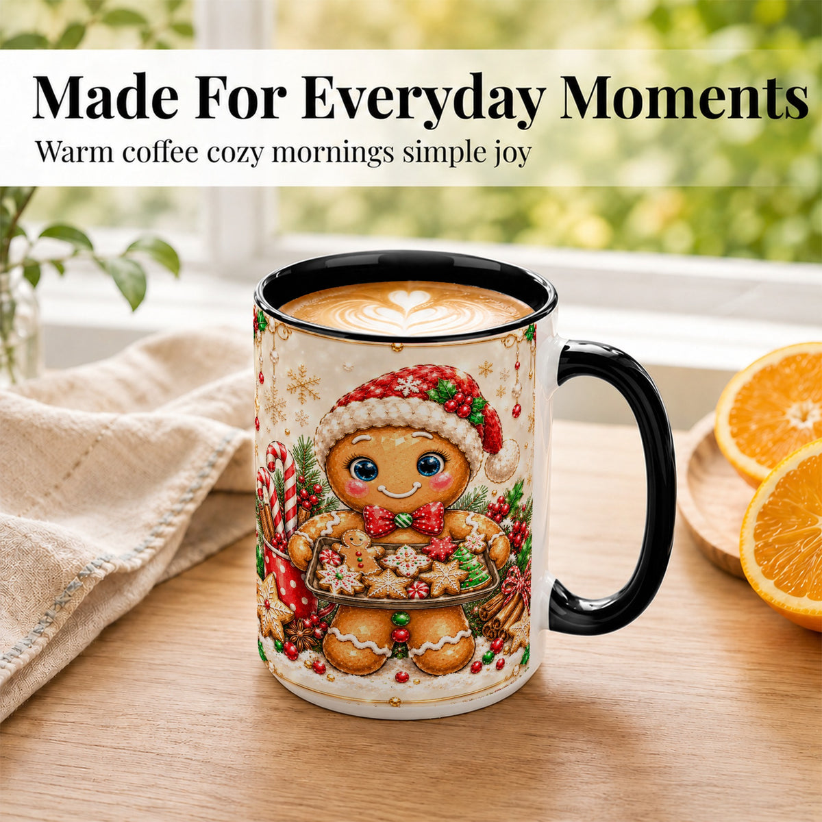 #pl[15oz|Black] Christmas Baking Coffee Mug, Gingerbread Baker Mug, Ceramic Cup