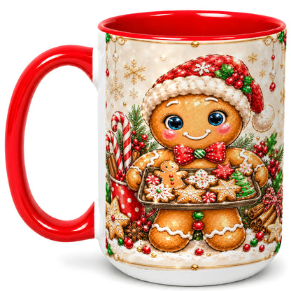 #pl[15oz|Red] Christmas Baking Coffee Mug, Gingerbread Baker Mug, Ceramic Cup