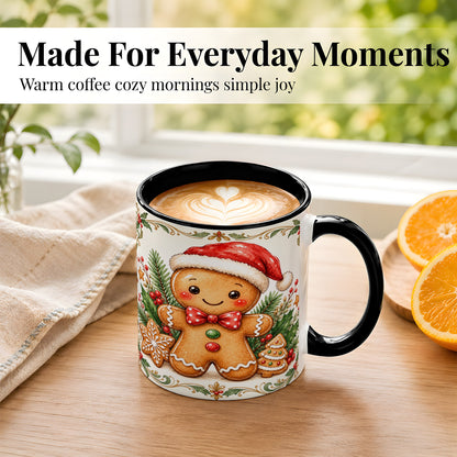 #pl[11oz|Black] Watercolor Gingerbread Coffee Mug, Christmas Cookie Mug, Ceramic Cup