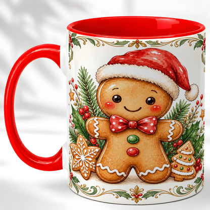 Watercolor Gingerbread Coffee Mug, Christmas Cookie Mug, Ceramic Cup