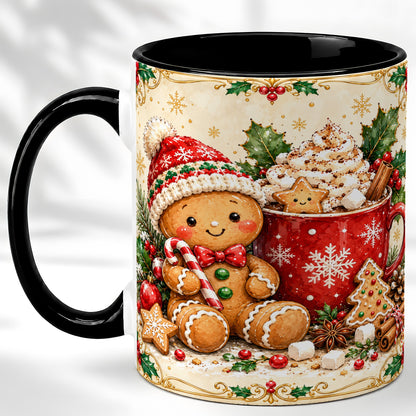 #pl[11oz|Black] Gingerbread Cocoa Coffee Mug, Christmas Cookie Mug, Ceramic Cup