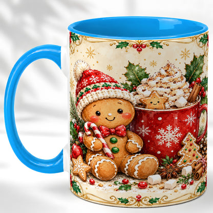 #pl[11oz|Blue] Gingerbread Cocoa Coffee Mug, Christmas Cookie Mug, Ceramic Cup