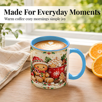#pl[11oz|Blue] Gingerbread Cocoa Coffee Mug, Christmas Cookie Mug, Ceramic Cup