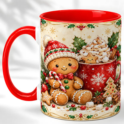 Gingerbread Cocoa Coffee Mug, Christmas Cookie Mug, Ceramic Cup