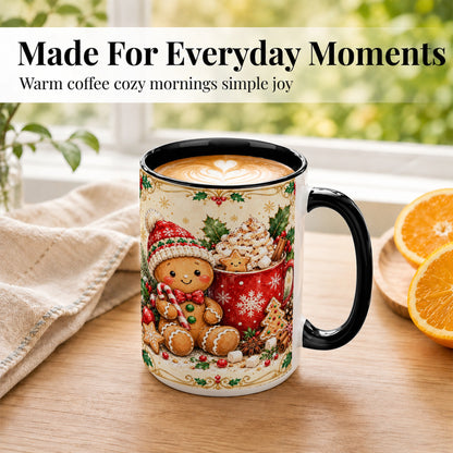 #pl[15oz|Black] Gingerbread Cocoa Coffee Mug, Christmas Cookie Mug, Ceramic Cup