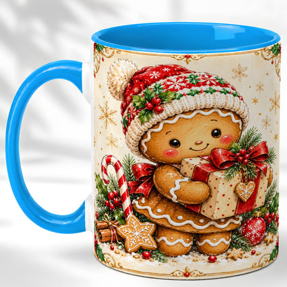 #pl[11oz|Blue] Gingerbread Christmas Coffee Mug, Holiday Cookie Mug, Ceramic Cup