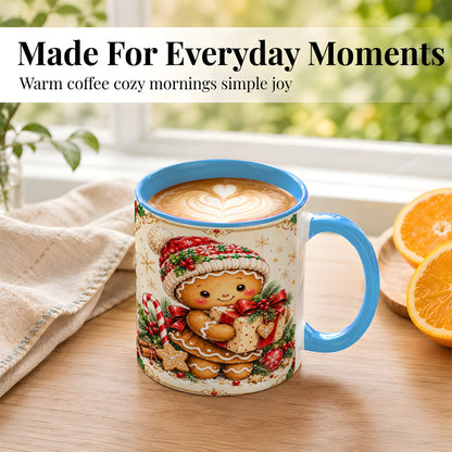 #pl[11oz|Blue] Gingerbread Christmas Coffee Mug, Holiday Cookie Mug, Ceramic Cup