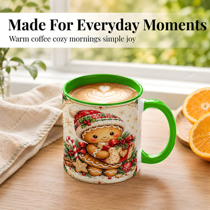 #pl[11oz|Green] Gingerbread Christmas Coffee Mug, Holiday Cookie Mug, Ceramic Cup