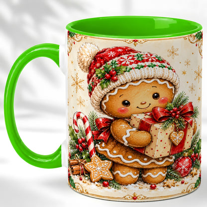 #pl[11oz|Green] Gingerbread Christmas Coffee Mug, Holiday Cookie Mug, Ceramic Cup