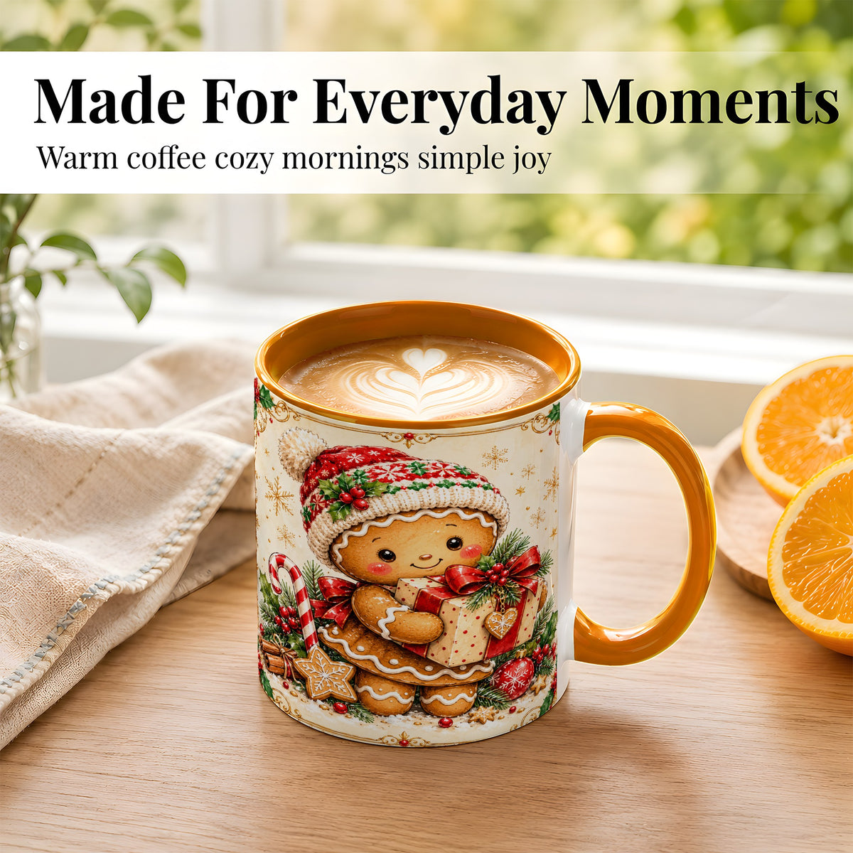 #pl[11oz|Orange] Gingerbread Christmas Coffee Mug, Holiday Cookie Mug, Ceramic Cup