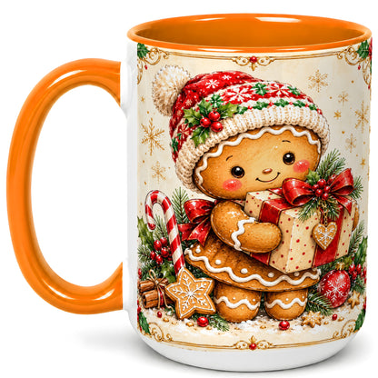 #pl[15oz|Orange] Gingerbread Christmas Coffee Mug, Holiday Cookie Mug, Ceramic Cup