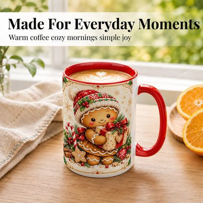 #pl[15oz|Red] Gingerbread Christmas Coffee Mug, Holiday Cookie Mug, Ceramic Cup