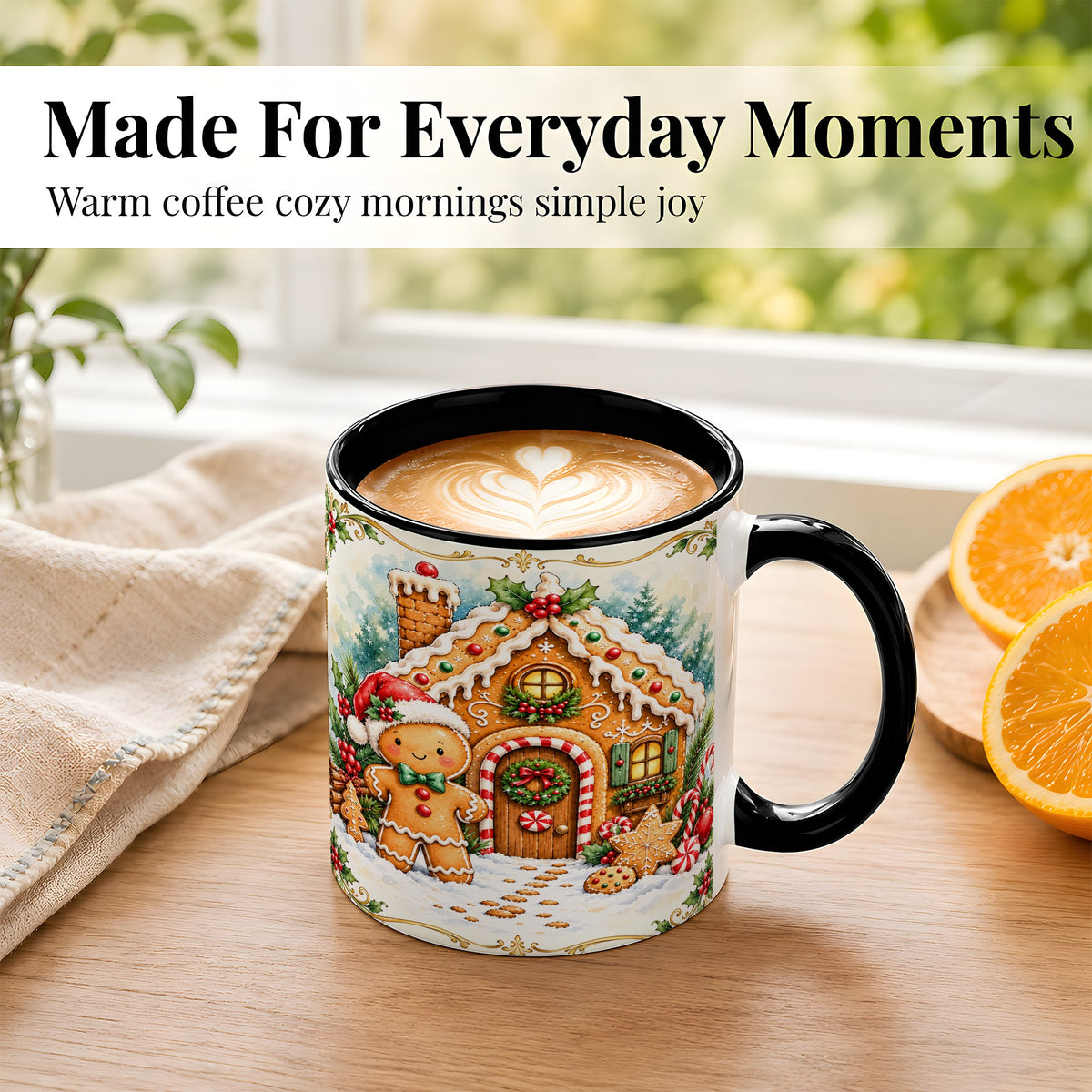 #pl[11oz|Black] Gingerbread House Coffee Mug, Christmas Cookie Mug, Ceramic Cup
