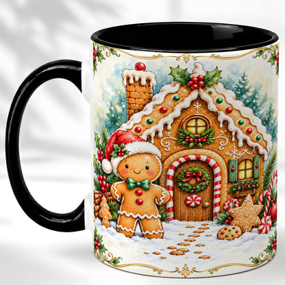 #pl[11oz|Black] Gingerbread House Coffee Mug, Christmas Cookie Mug, Ceramic Cup