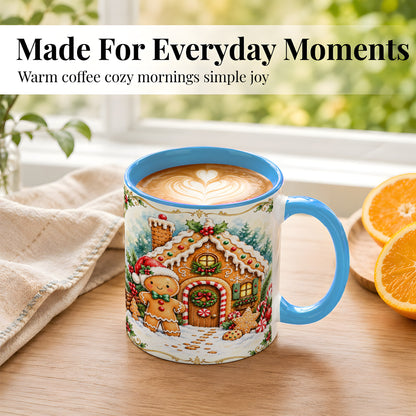 #pl[11oz|Blue] Gingerbread House Coffee Mug, Christmas Cookie Mug, Ceramic Cup