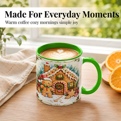 #pl[11oz|Green] Gingerbread House Coffee Mug, Christmas Cookie Mug, Ceramic Cup