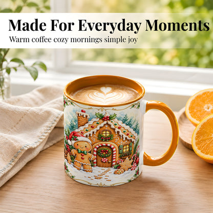 #pl[11oz|Orange] Gingerbread House Coffee Mug, Christmas Cookie Mug, Ceramic Cup