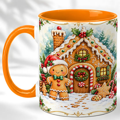 #pl[11oz|Orange] Gingerbread House Coffee Mug, Christmas Cookie Mug, Ceramic Cup