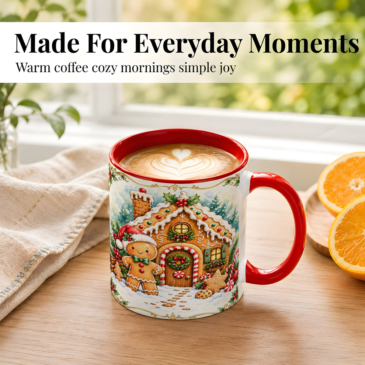 #pl[11oz|Red] Gingerbread House Coffee Mug, Christmas Cookie Mug, Ceramic Cup