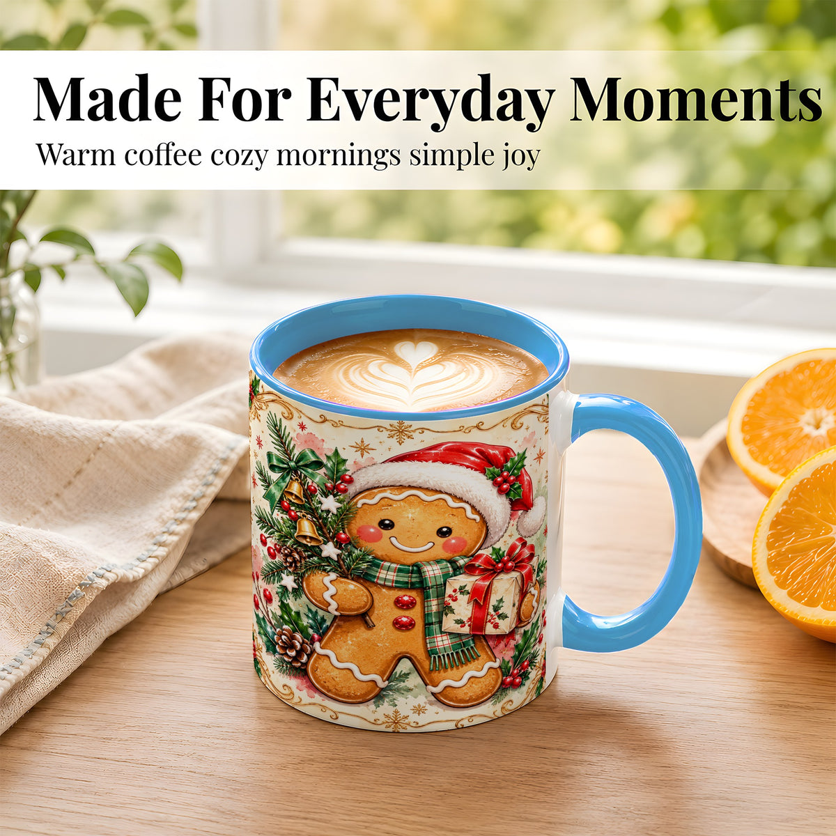 #pl[11oz|Blue] Gingerbread Tree Coffee Mug, Christmas Cookie Mug, Ceramic Cup