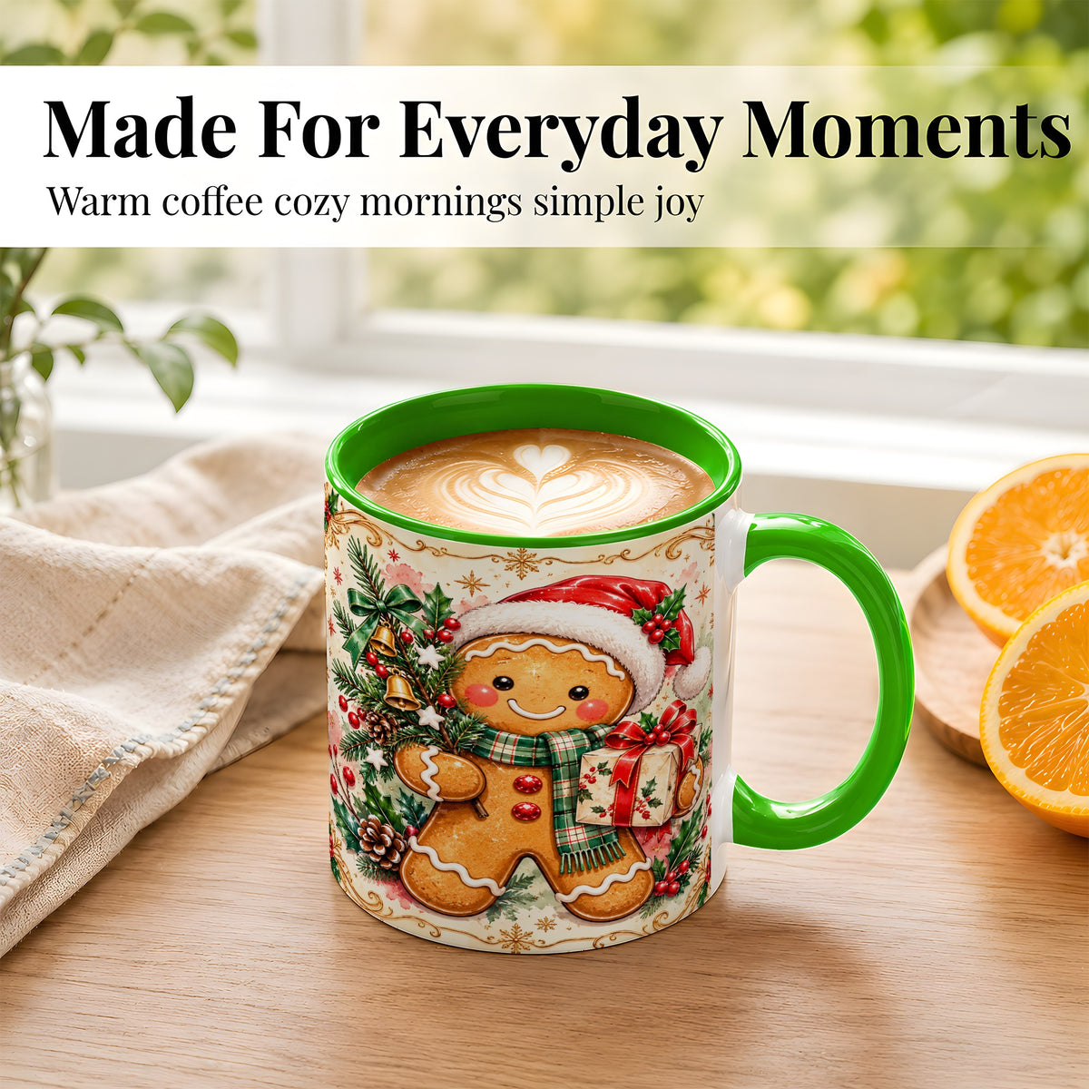 #pl[11oz|Green] Gingerbread Tree Coffee Mug, Christmas Cookie Mug, Ceramic Cup