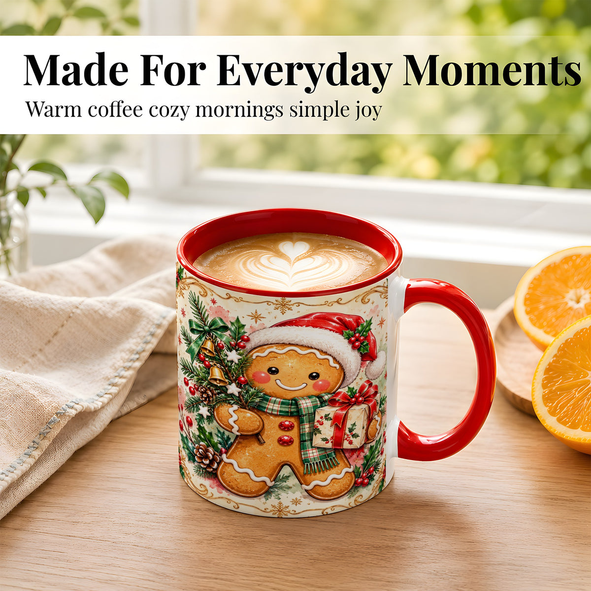 #pl[11oz|Red] Gingerbread Tree Coffee Mug, Christmas Cookie Mug, Ceramic Cup