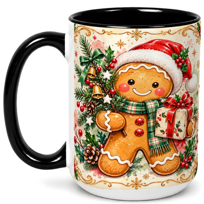 #pl[15oz|Black] Gingerbread Tree Coffee Mug, Christmas Cookie Mug, Ceramic Cup