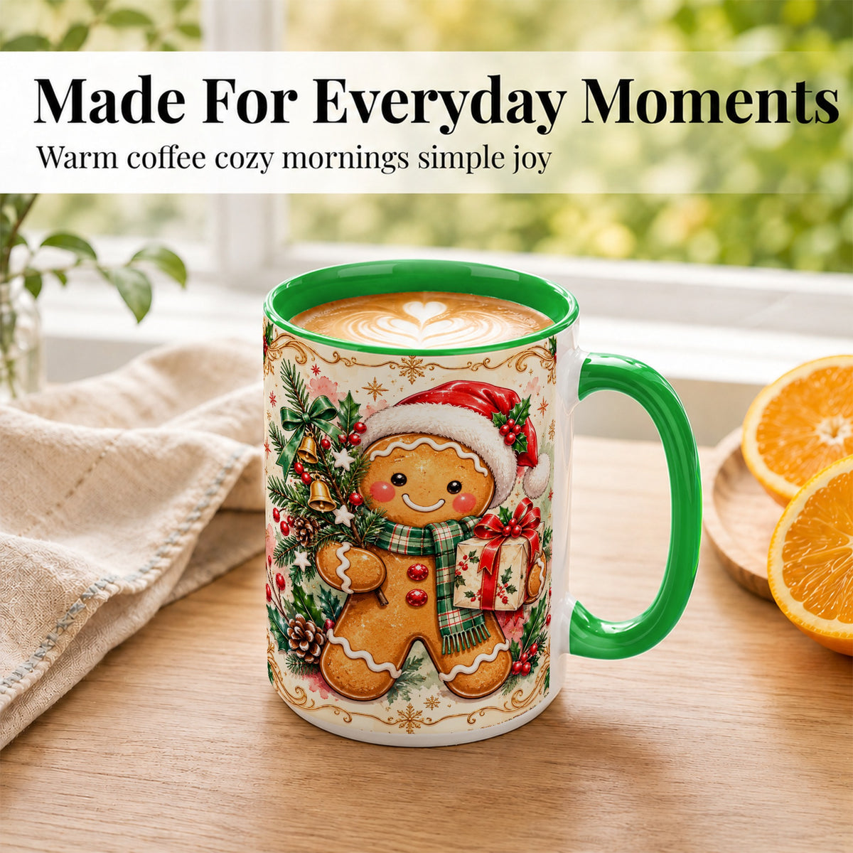 #pl[15oz|Green] Gingerbread Tree Coffee Mug, Christmas Cookie Mug, Ceramic Cup