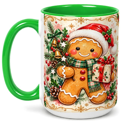 #pl[15oz|Green] Gingerbread Tree Coffee Mug, Christmas Cookie Mug, Ceramic Cup