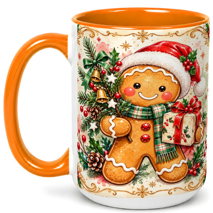 #pl[15oz|Orange] Gingerbread Tree Coffee Mug, Christmas Cookie Mug, Ceramic Cup