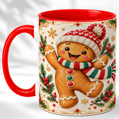 Cheerful Gingerbread Coffee Mug, Christmas Cookie Mug, Ceramic Cup