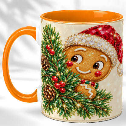 #pl[11oz|Orange] Gingerbread Santa Coffee Mug, Christmas Cookie Mug, Ceramic Cup