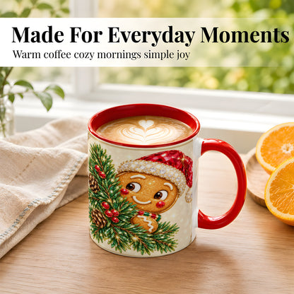#pl[11oz|Red] Gingerbread Santa Coffee Mug, Christmas Cookie Mug, Ceramic Cup