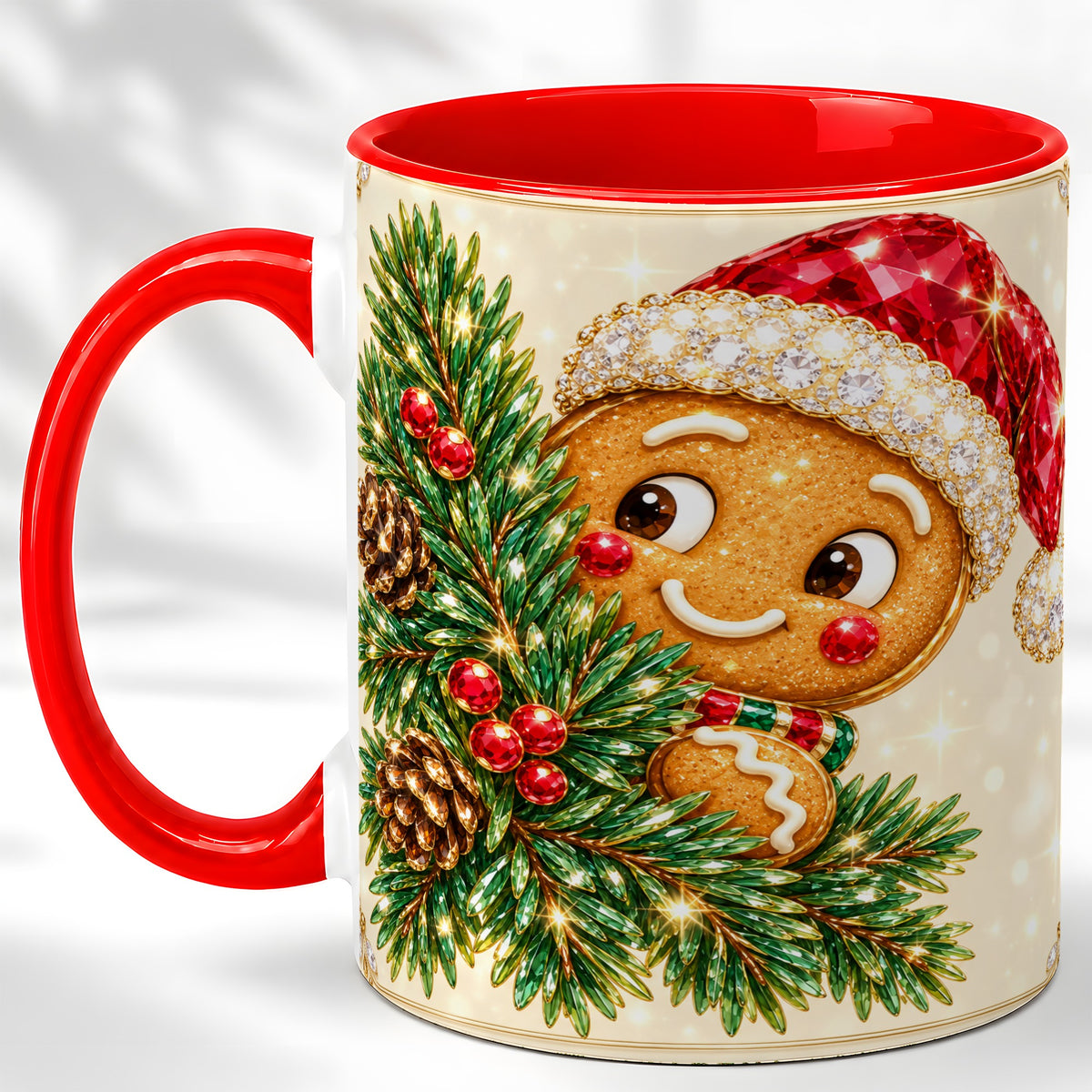 Gingerbread Santa Coffee Mug, Christmas Cookie Mug, Ceramic Cup